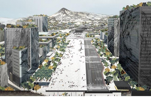 서울 광화문 광장이 2021년까지 보행자 중심의 열린 공간으로 다시 태어난다. 광화문광장 국제설계공모 당선작 딥 서피스 조감도<서울시 제공>